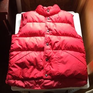 L.L.Bean Puffer Vest Vtg SzM Red snaps